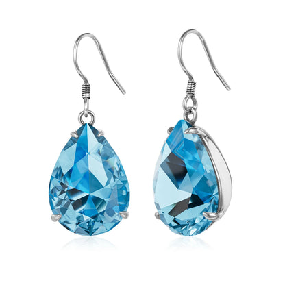 Damen-Ohrringe Tropfenform Aquamarin Blau Silber 925 Hochwertiger Luxus Schmuck Für Sie Geschenkidee