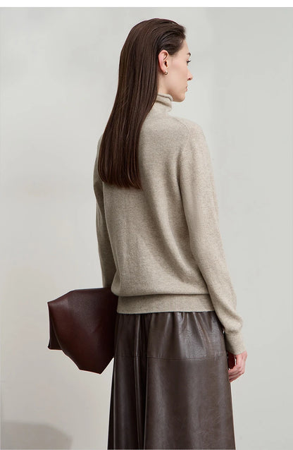 Damen-Rollkragenpullover Wolle-Kaschmir warm elegant Herbst-Winter