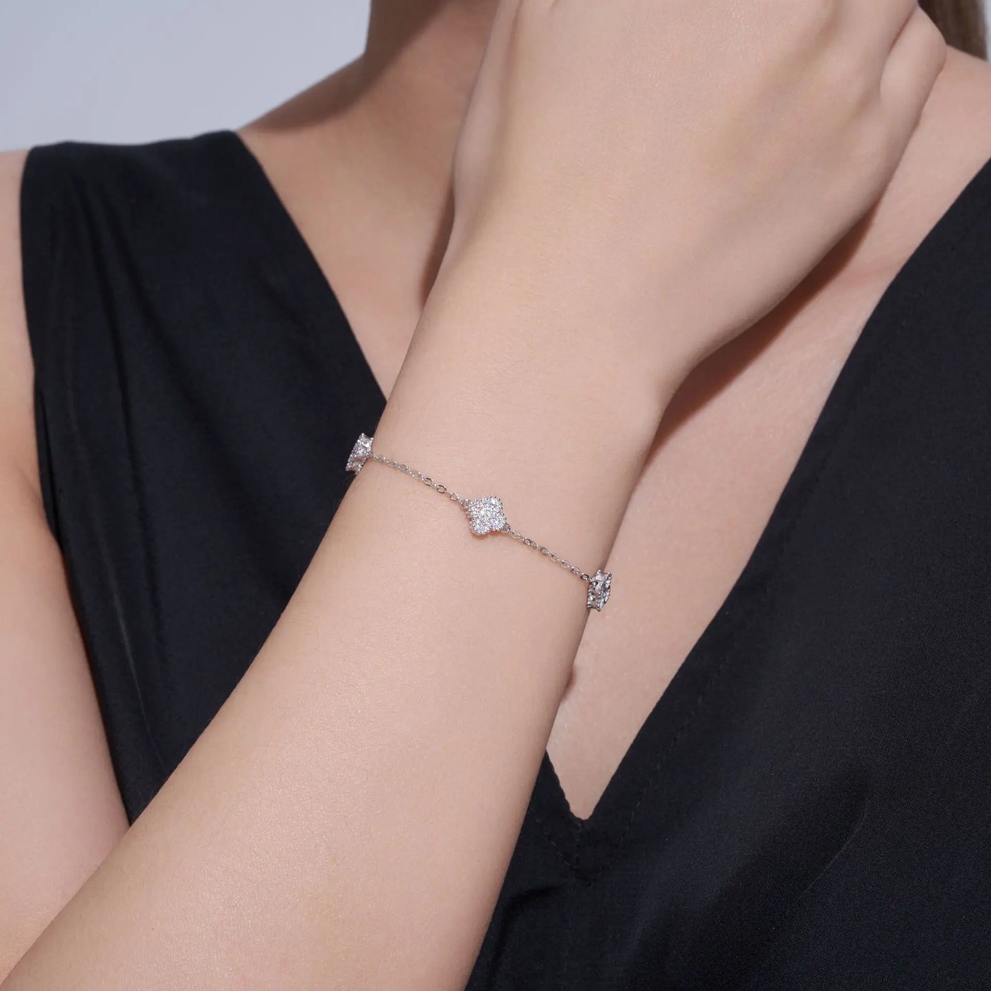 Damen-Armband mit Kleeblatt-Moissanit aus Sterlingsilber