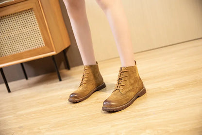 Damen-Ankleboots aus Wildleder, schnürbar, kurz gefüttert, beige-braun