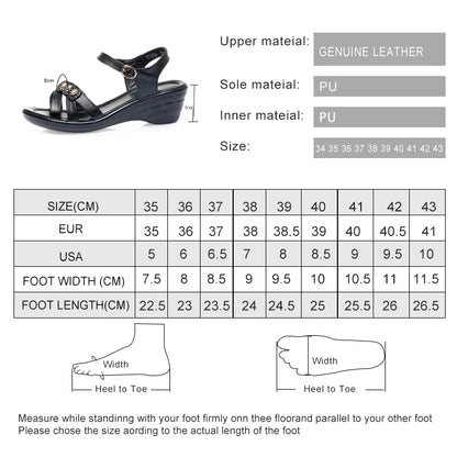 AIYUQI Frauen Sandalen Sommer 2024 Frauen schuhe Aus Echtem Leder Keil Casual Große Größe Mittleren Alters Mutter Sandalen Frauen