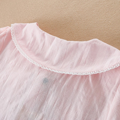 Mädchen Bluse Shirts Sommer Kurzarm Baumwolle Schöne Spitze Kausalen Weiß Tops Kinder Hohe Qualität Kleidung