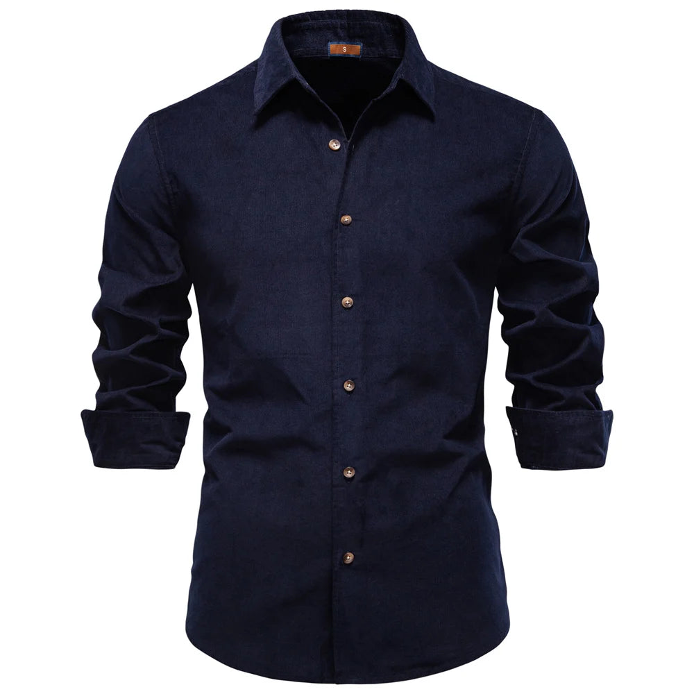 Herren Baumwoll Hemd Langarm Dickes Wärme Herbst Winter Business Casual