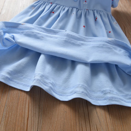 Baby Mädchen Sommerkleid Kurzarm Umlegekragen Baumwollkleidung für Mädchen im Alter von 2–6 Jahren Kinderkleider