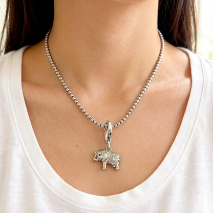 Damen-Charm-Anhänger Elefant Vintage Glück aus Sterlingsilber