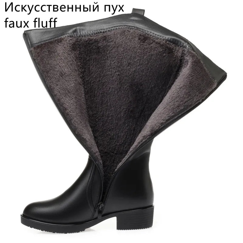 AIYUQI Women Boots Winter 2025 New Large Size Genuine Leather Women Long Boots Natural Wool Western Cowboy Boots Ladies