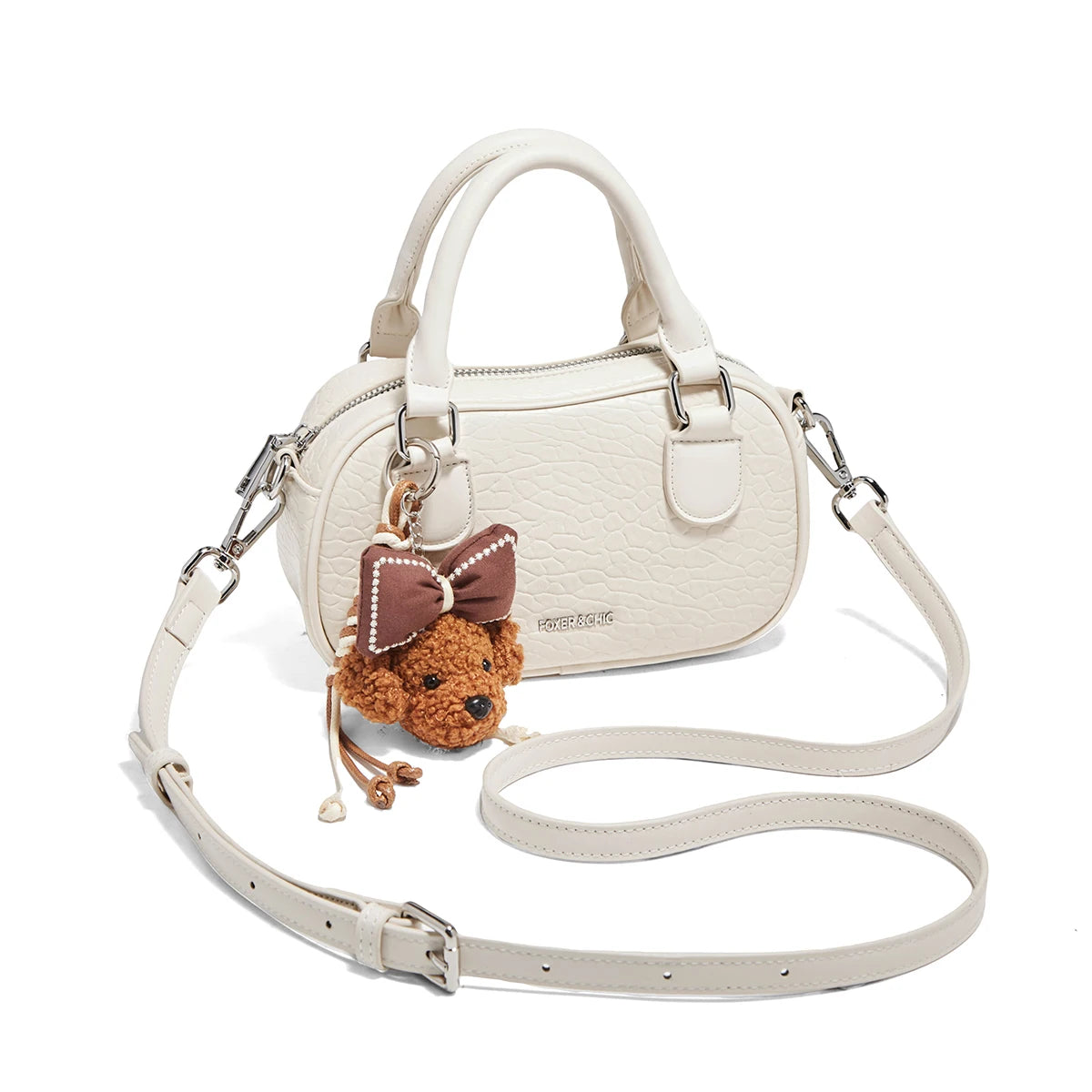 Damen Handtasche Aus Soft Leateh Im Boston Stil Mit Crossbody Anhänger