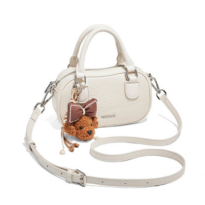 Damen Handtasche Aus Soft Leateh Im Boston Stil Mit Crossbody Anhänger