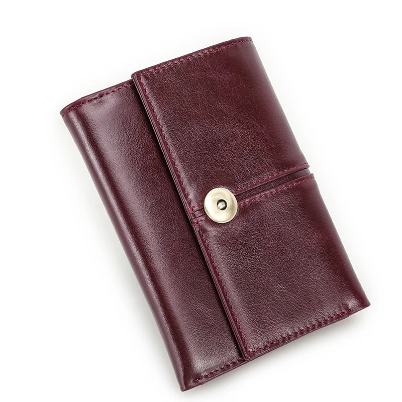 Damen Echtleder Kartenetui Vintage RFID Münzfach dreifach faltbar Kurzgeldbörse