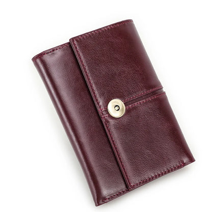 Damen Echtleder Kartenetui Vintage RFID Münzfach dreifach faltbar Kurzgeldbörse