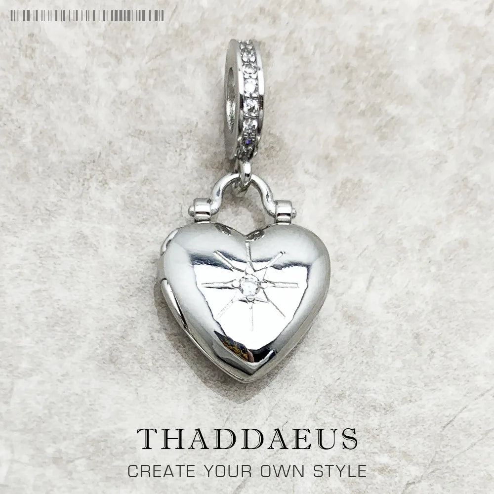 Damen-Charm-Anhänger Herz-Medaillon Vintage aus Sterlingsilber