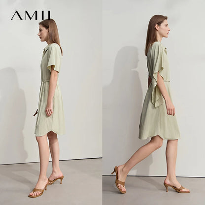 Damenkleid Asymmetrisch Mit Gürtel Elegant Für Berufsdamen