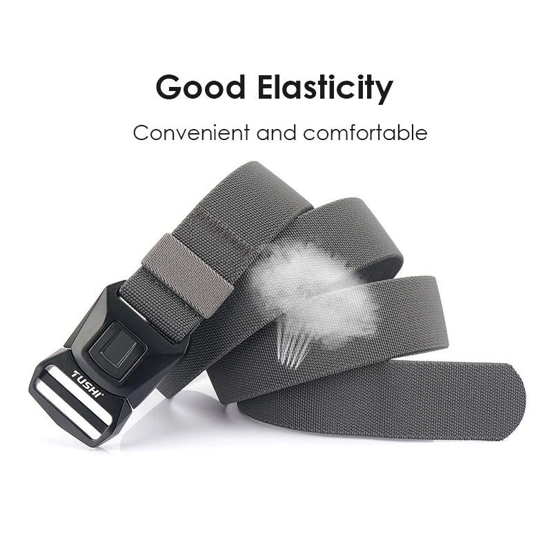VATLY Blauer Elastik-Gürtel Herren Nylon mit Zinklegierung Schnellverschluss