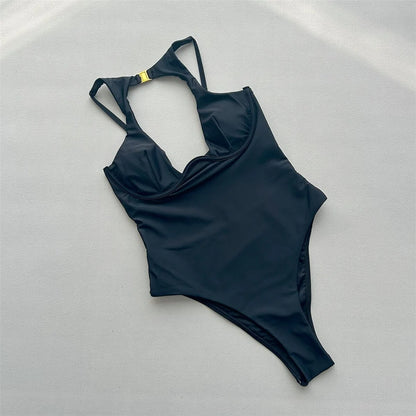 Damen-Badeanzug Cut-Out Bügel rückenfrei High-Cut gepolstert