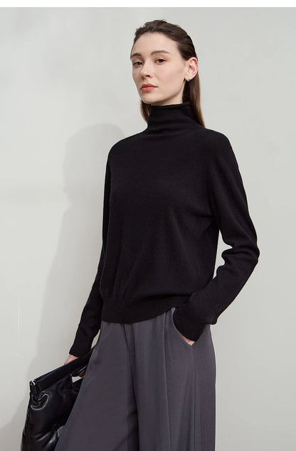 Damen-Rollkragenpullover Wolle-Kaschmir warm elegant Herbst-Winter
