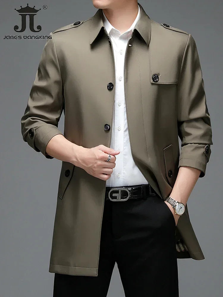 Langer Trenchcoat für Herren – Leichtmantel für Frühling & Herbst