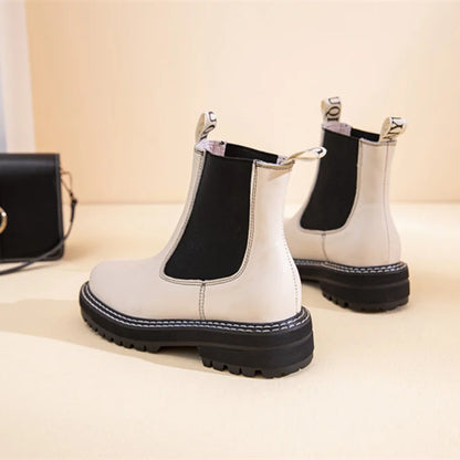 Women Winter Boots Sued Genuine Leather  New Fashion British Style Women Chelsea Boots Large Size 41　42　43 Female Ankle Boots