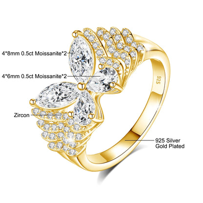 Damen-Ring aus Sterlingsilber 925 mit Moissanite D-VVS Stein als Schmuckgeschenk Premiumqualität