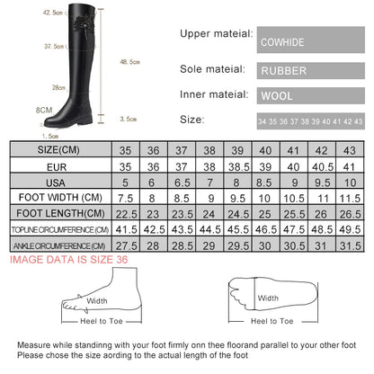 Overknee-Stiefel Größentabelle: Größen 35–43, Innenmaterial Wolle