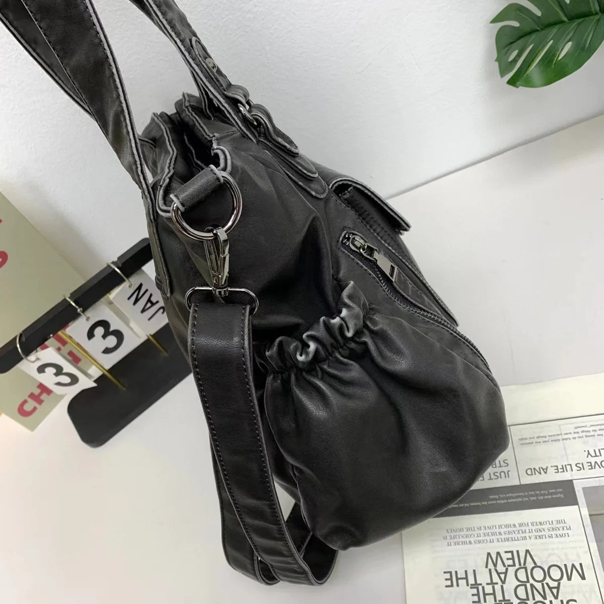 Damen-Handtasche Großes Fassungsvermögen mit Oberem Tragegriff für Alltag und Einkauf