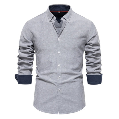 Herren Oxford Hemd aus Baumwolle mit langen Ärmeln für Casual-Look