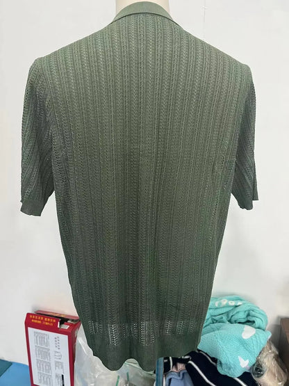 Herren Kurzarmshirt mit Dreiviertelärmeln im koreanischen Stil – elegantes, leichtes Sommer-Oberteil aus Eisseide