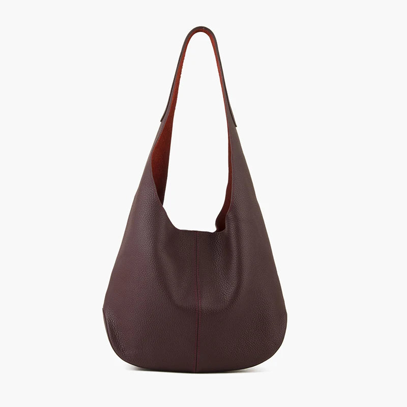 Burgunderroter Leder-Tote | Beutel Im Hobo-Stil
