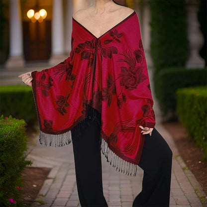 Damen Winterschal Kaschmir Plaid warm Pashmina Bandana Quaste B