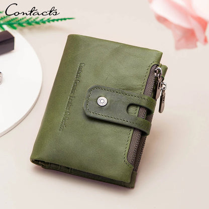 Damen Echtleder Geldbörse Bifold Vintage Kartenhalter Münzfach Geldclip