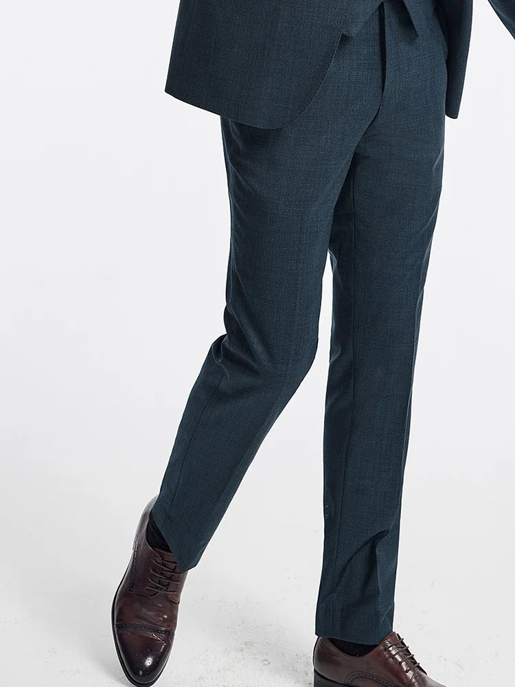 Grünes Herren-Anzugset mit zweireihigem Blazer, Weste und Hose aus Baumwolle – ideal für formelle Anlässe und Hochzeiten