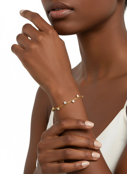 Damen-Armband CZ-Station aus Edelstahl