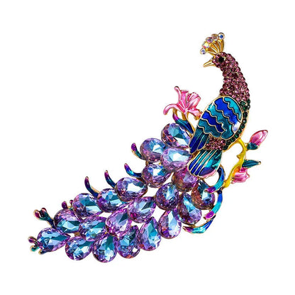 Brosche Pfau Kristall Emaille Tier Anstecknadel Damen