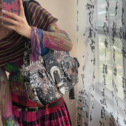 Damen-Handtasche aus PU Leder Leopardenmuster Top-Handle Tragegriff Mit Innenfächern und Reißverschlussfach
