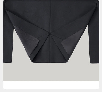 Eleganter Herrenanzug aus 30% Wolle: Schwarzer Slim Fit Ein-Knopf-Blazer für Hochzeiten und Feiern