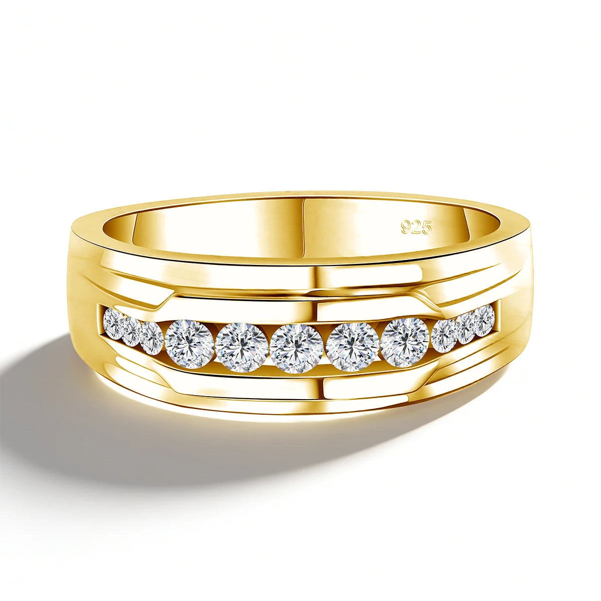 Unisex-Ring aus 925 Silber Moissanit-Verlobungsring Weißglanz für Damen und Herren