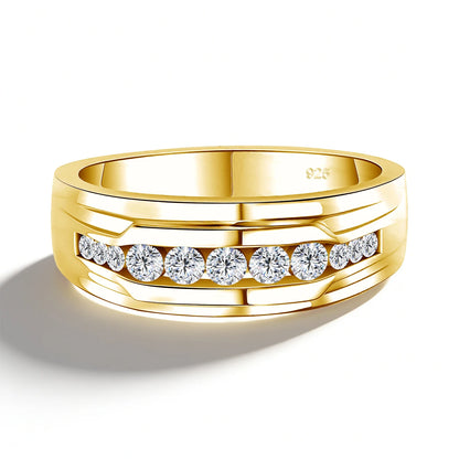 Unisex-Ring aus 925 Silber Moissanit-Verlobungsring Weißglanz für Damen und Herren