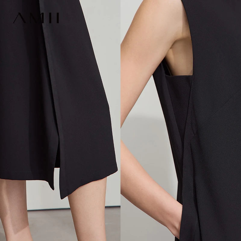 Elegantes Ärmelloses Bürokleid Für Damen Aus Chiffon