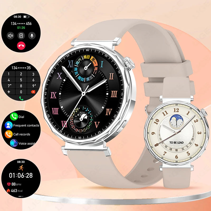 LIGE 2025, ultradünne Damen-Smartwatch, 1,6 Zoll HD, zeigt immer die Zeit, BT-Anruf, Herzfrequenz, weibliche Menstruationsverfolgung, Smartwatch