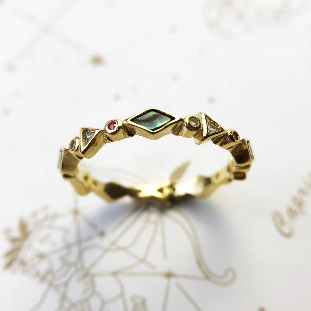 Damen-Ring viktorianisch vergoldet romantisch Sommer aus Sterlingsilber