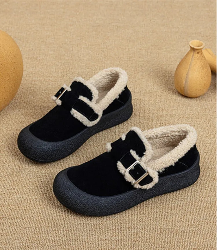 AIYUQI Women Sneakers Winter 2024 New Velvet Genuine Leather Beanie Shoes Women Flat Large Size Women Casual Shoes