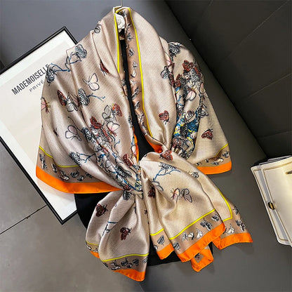 Damen Satin Seidenschal Hijab Sommer Sonnenschutz Strand Kopftuch Foulard