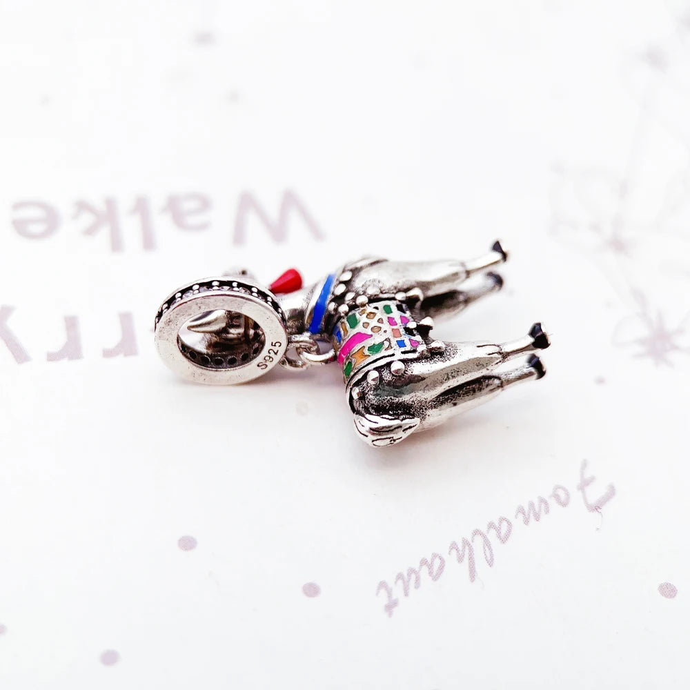 Damen-Charm-Anhänger Lama bunt farbenfroh Sommer aus Sterlingsilber