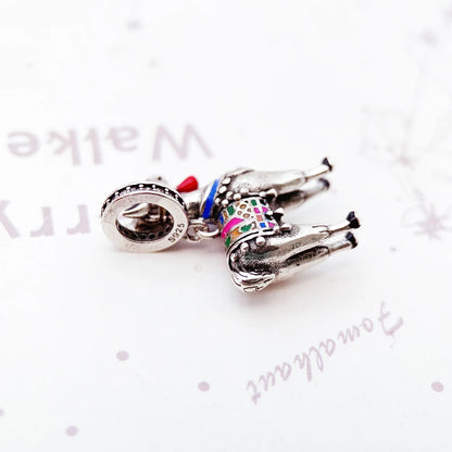 Damen-Charm-Anhänger Lama bunt farbenfroh Sommer aus Sterlingsilber