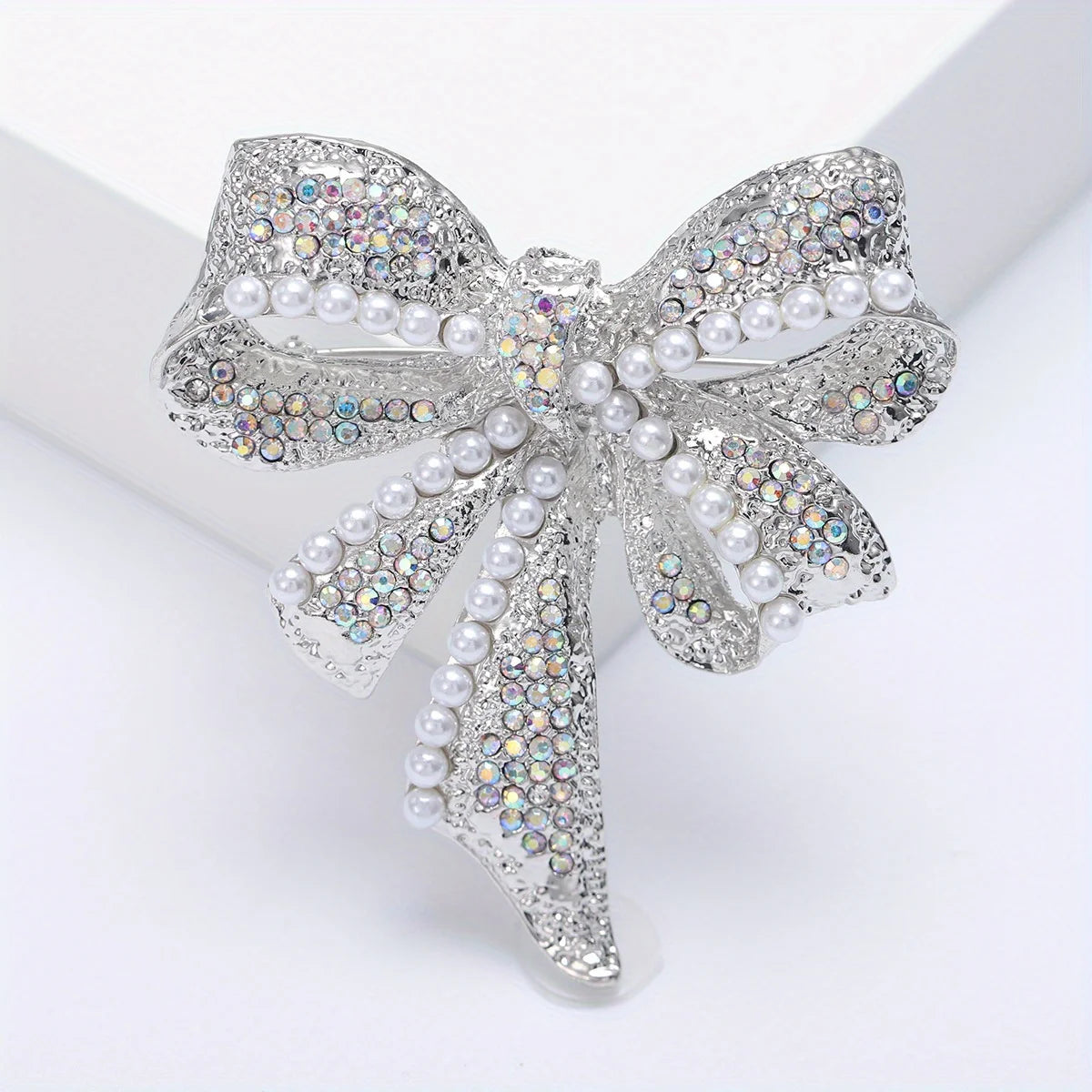 Brosche Schleife Kristall Perle Glänzend Boutique Geschenk Damen