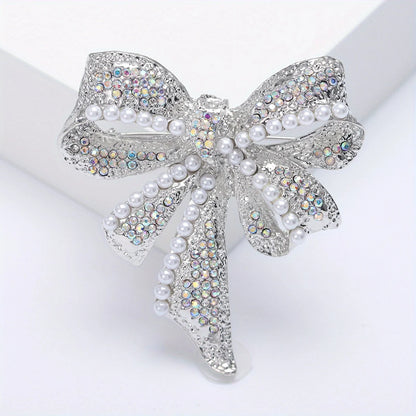 Brosche Schleife Kristall Perle Glänzend Boutique Geschenk Damen