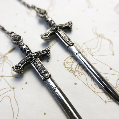 Damen-Ohrringe Schwert Verzierung Fantasy aus Sterlingsilber