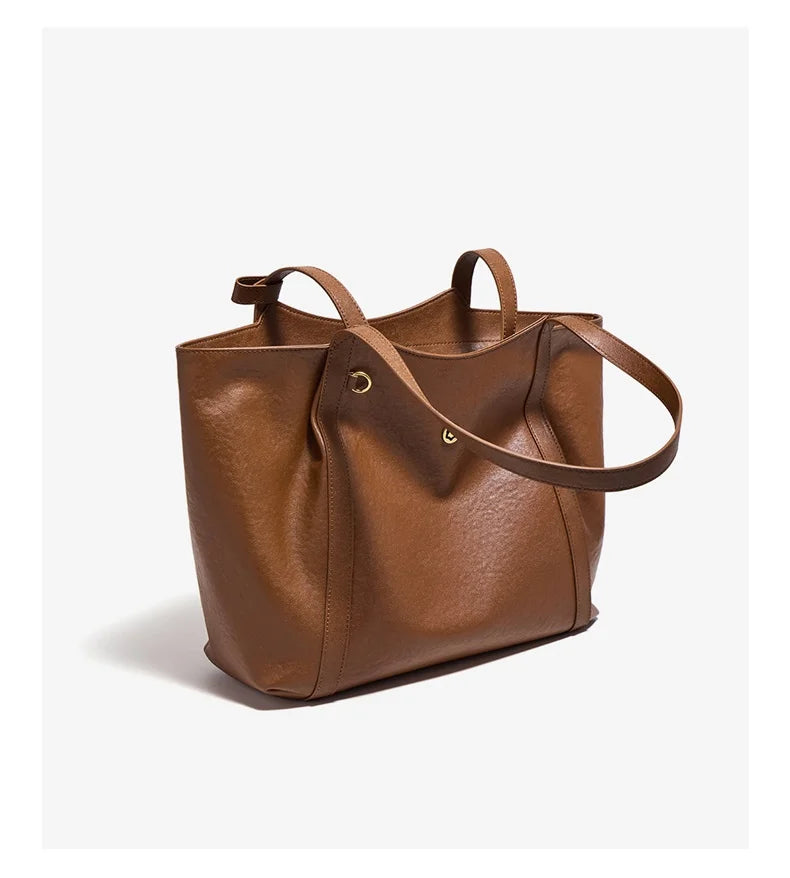 Damen-Tote-Tasche aus Rindleder mit großer Kapazität und leichtem Gewicht für Pendeln und Alltag