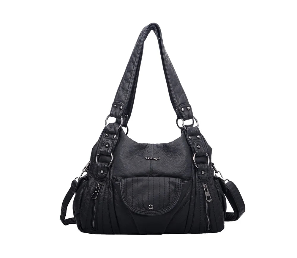 Damen-Hobo-Tasche aus Vintage-Leder mit verstellbarem Tragegurt und Mehrfachtaschen