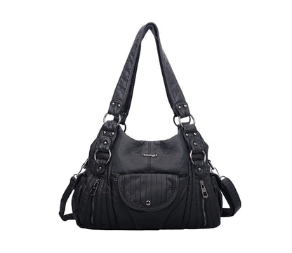 Damen-Hobo-Tasche aus Vintage-Leder mit verstellbarem Tragegurt und Mehrfachtaschen