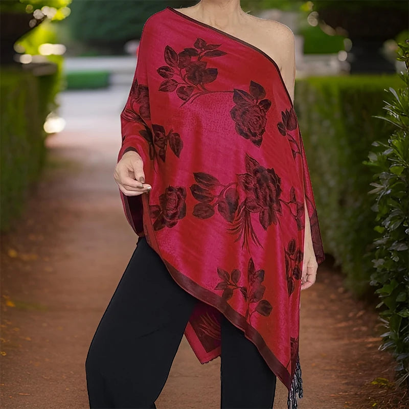 Damen Winterschal Kaschmir Plaid warm Pashmina Bandana Quaste B